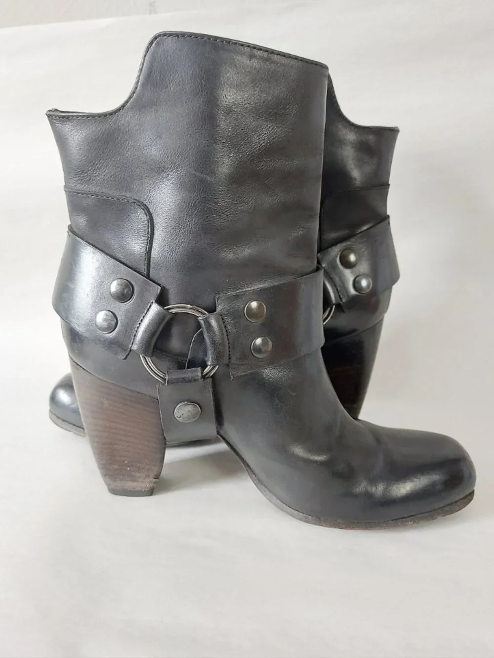 Elisanero Women Ring Harness Steampunk Studs Boots 36 EU Western Moto Block Heel